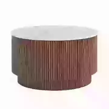 Round Coffee Table with Ribbed Detailing